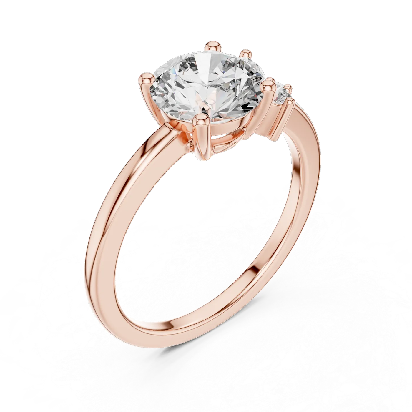 Bague de fiançailles Marguerite 1,46 ct en or rose 18 carats, diamant rond, vue 2