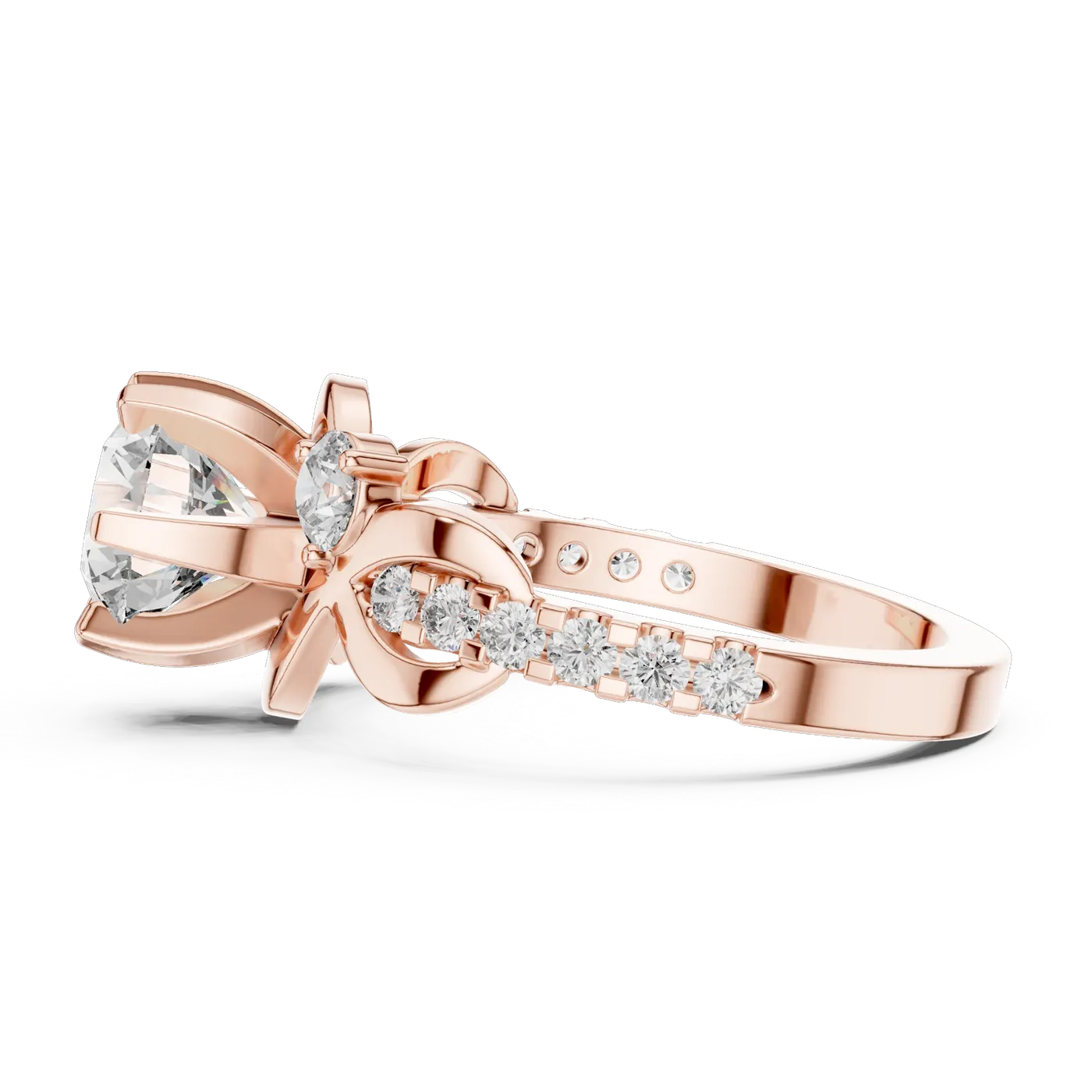 Bague de fiançailles Marguerite 1,46 ct n°3 en or rose 18 carats, diamant rond, vue 3