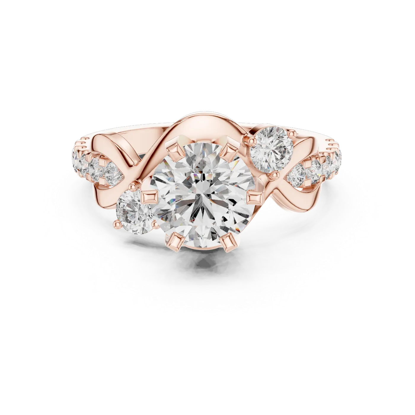 Bague de fiançailles Marguerite 1,46 ct n°3 en or rose 18 carats, diamant rond, vue 4