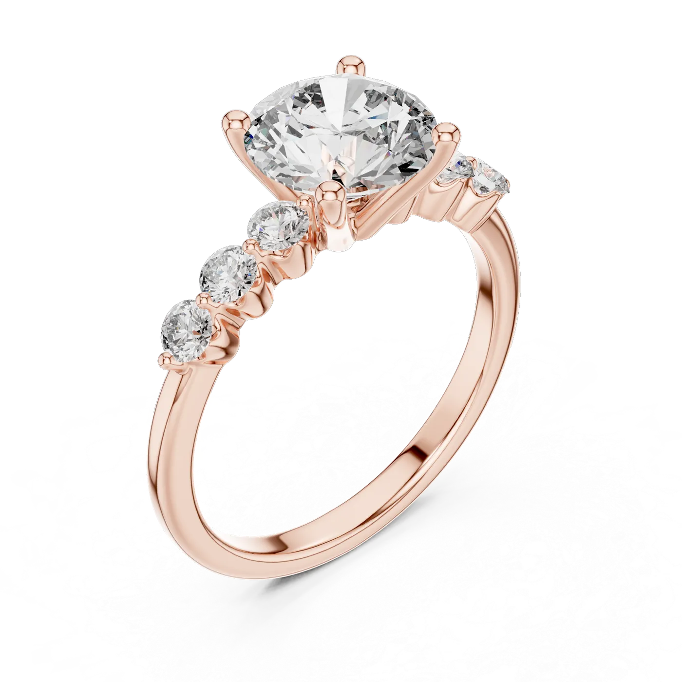 Bague de fiançailles Marguerite 1,92 ct en or rose 18 carats, diamant rond, vue 2