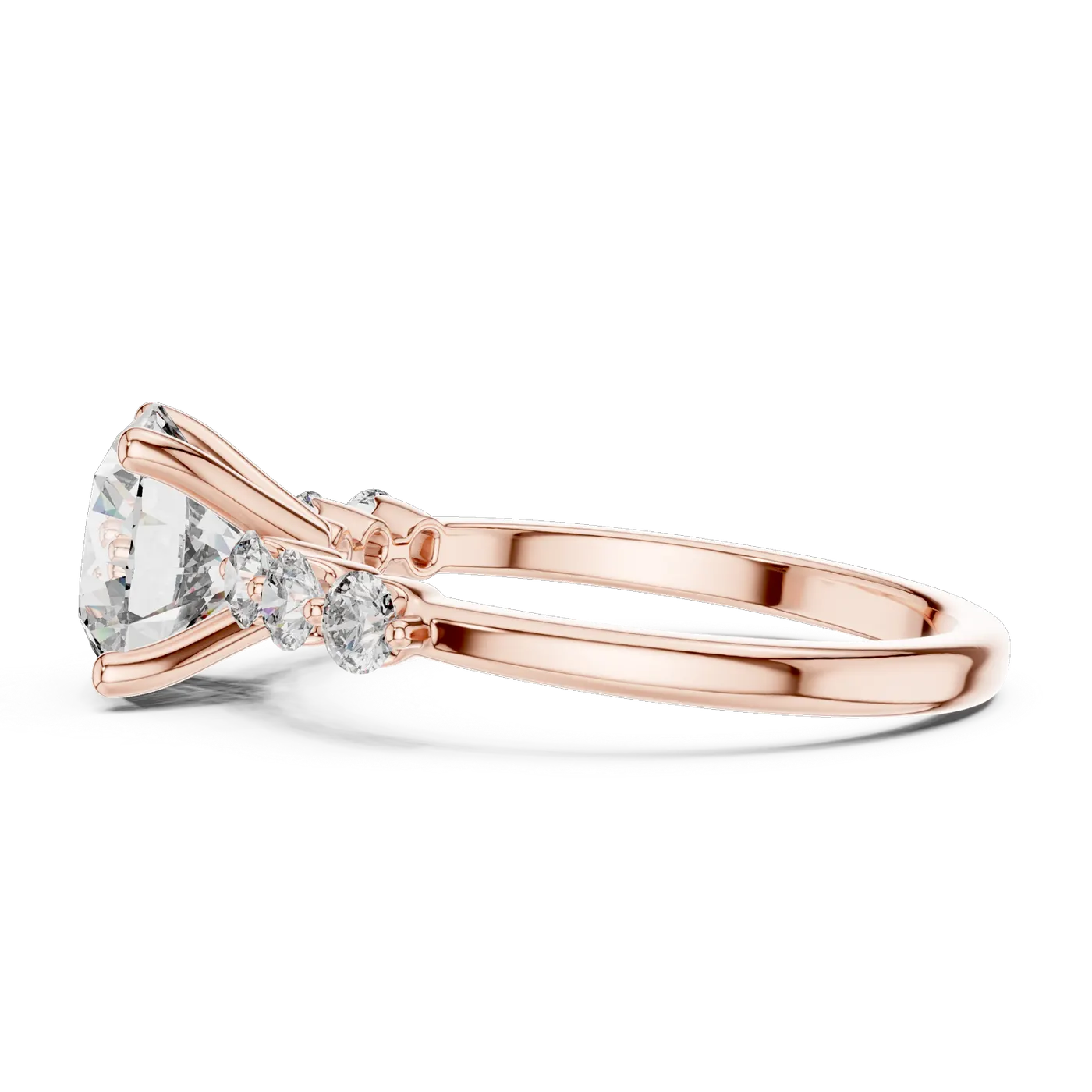 Bague de fiançailles Marguerite 1,92 ct en or rose 18 carats, diamant rond, vue 3