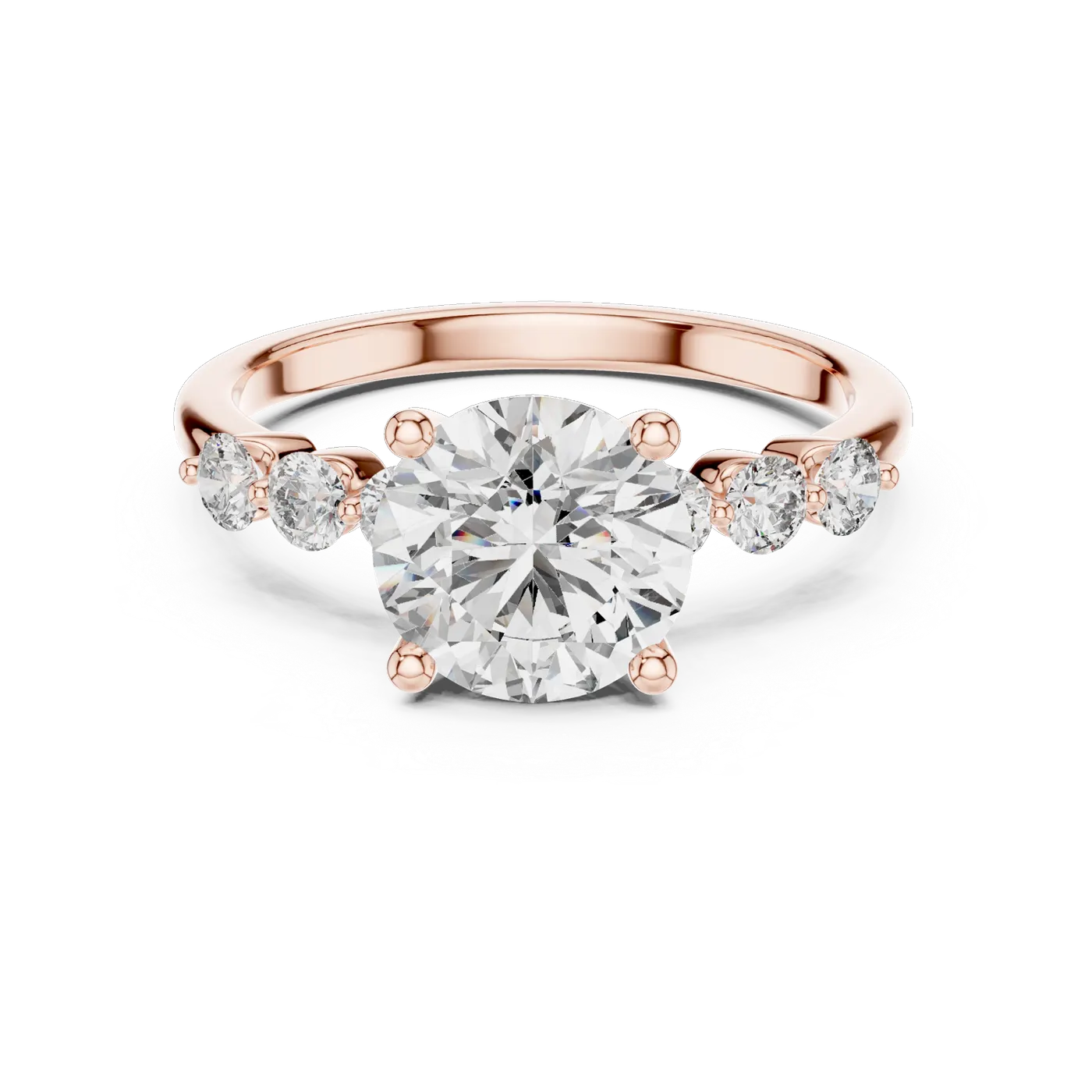 Bague de fiançailles Marguerite 1,92 ct en or rose 18 carats, diamant rond, vue 4