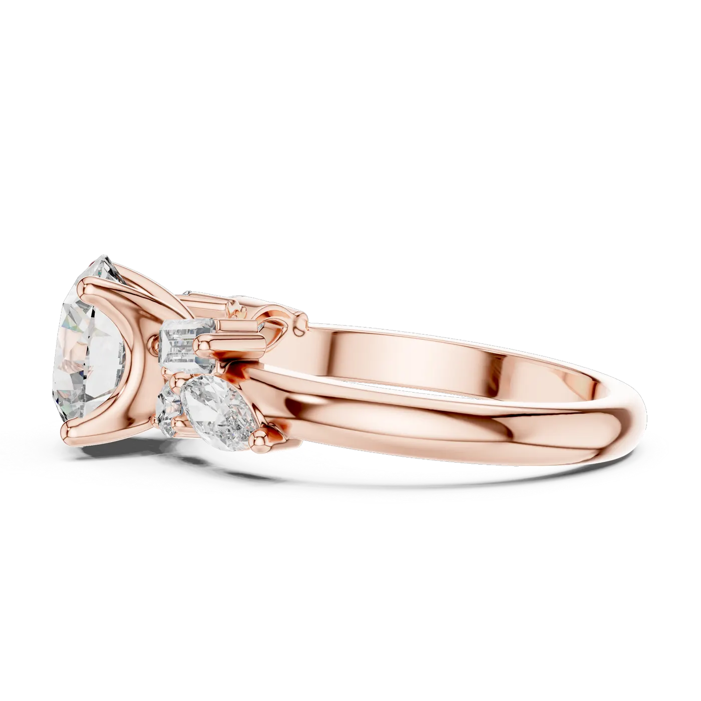 Bague de fiançailles Marguerite 2,07 ct en or rose 18 carats, diamant rond, vue 1