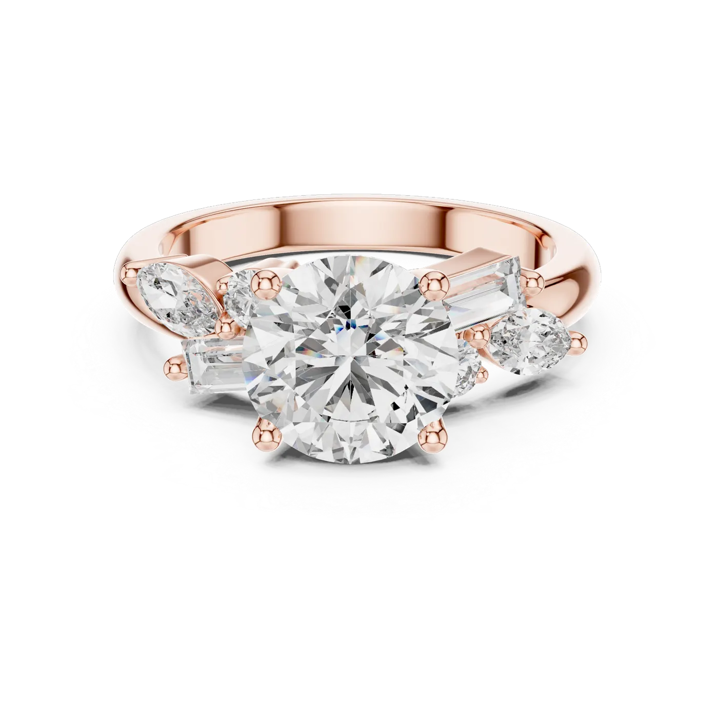 Bague de fiançailles Marguerite 2,07 ct en or rose 18 carats, diamant rond, vue 2