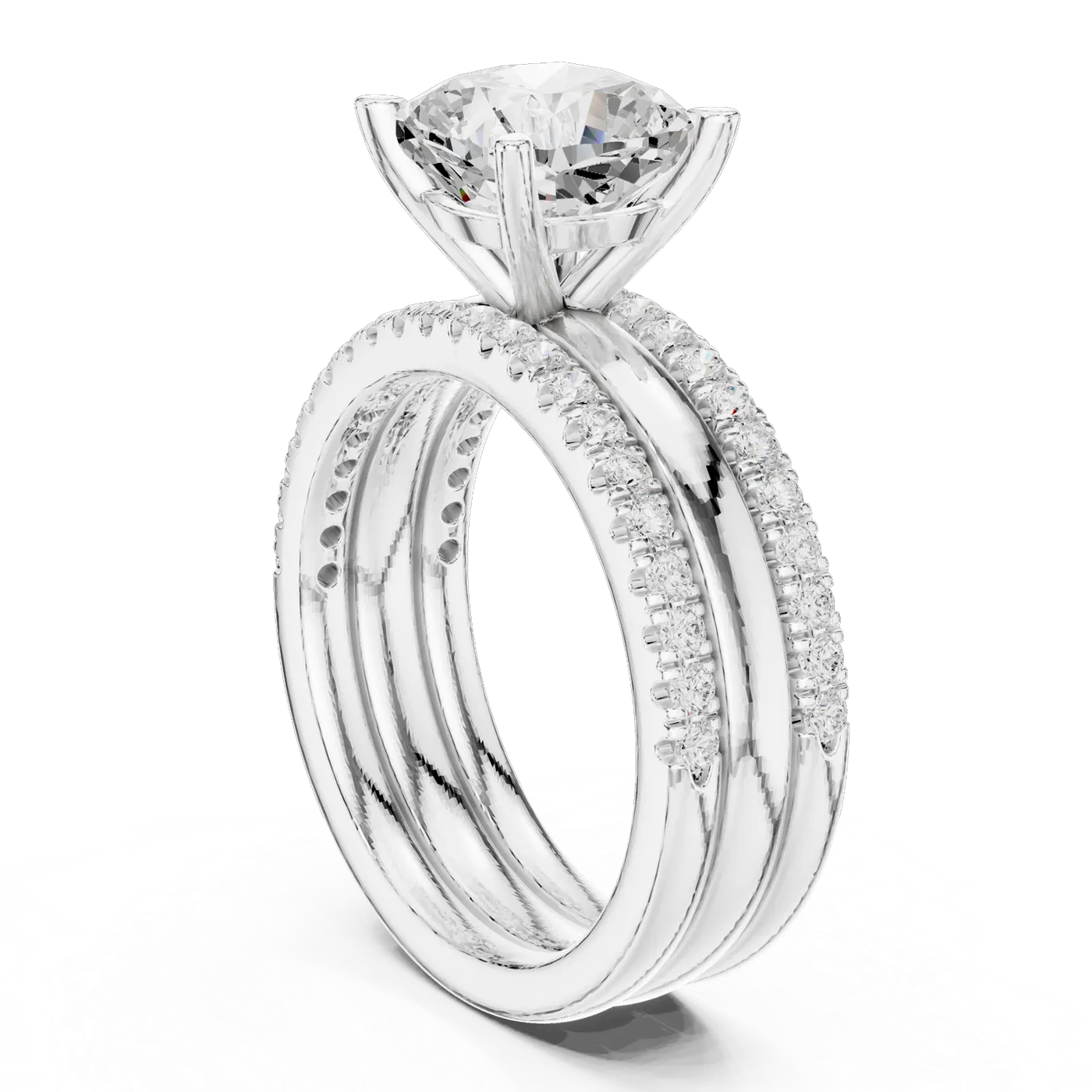 Bague de fiançailles Pivoine 3,45 ct en or blanc 18 carats, diamant coussin, vue 1