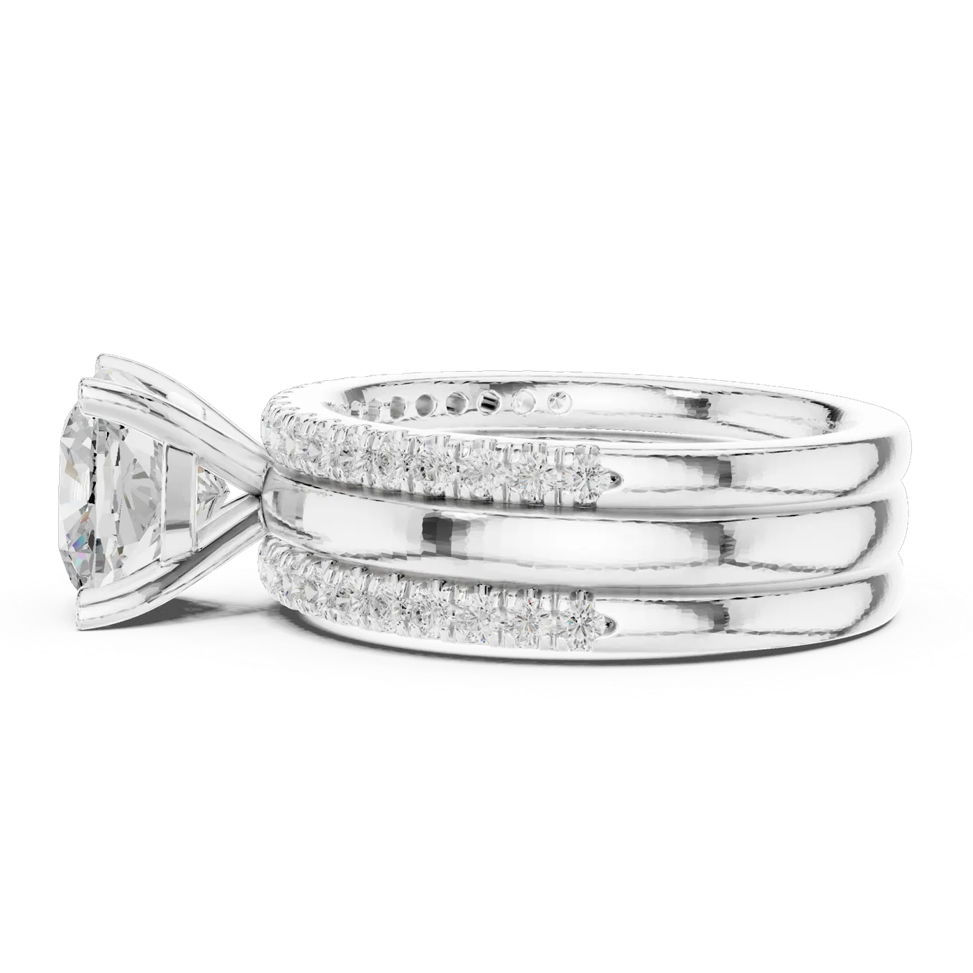 Bague de fiançailles Pivoine 3,45 ct en or blanc 18 carats, diamant coussin, vue 3