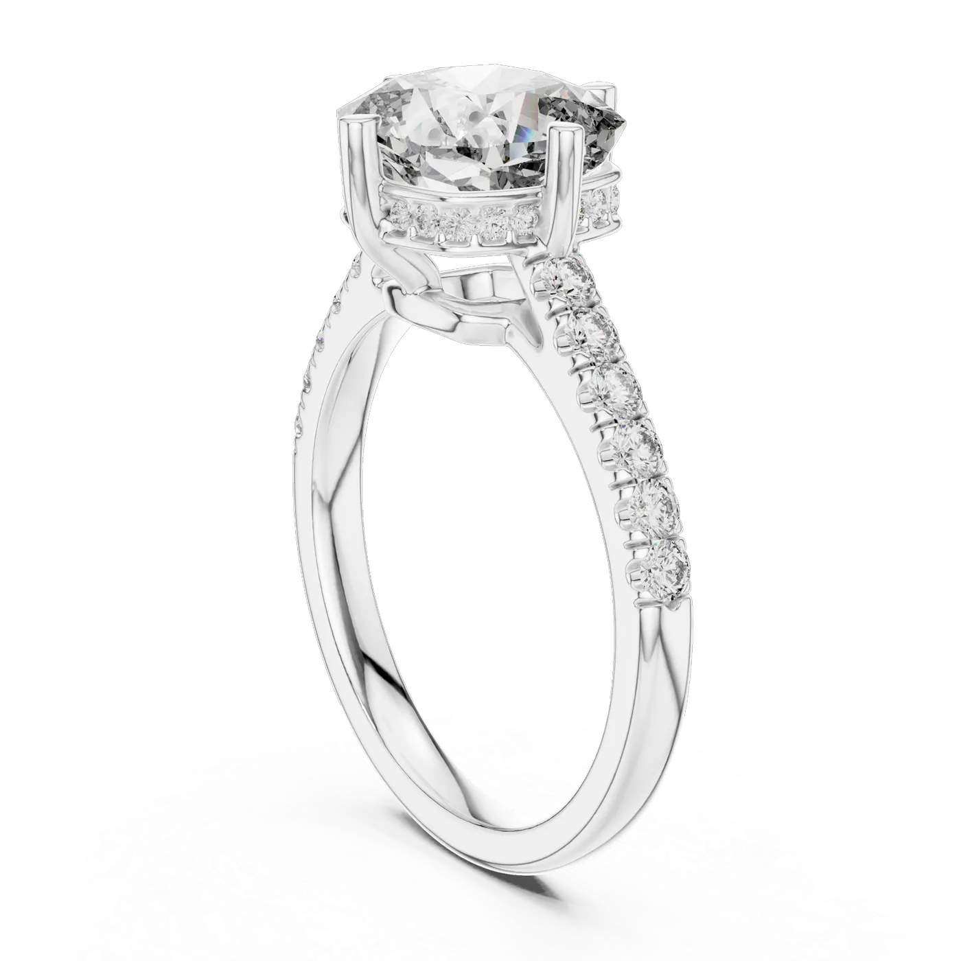 Bague de fiançailles Pivoine 4,15 ct en or blanc 18 carats, diamant coussin, vue 1