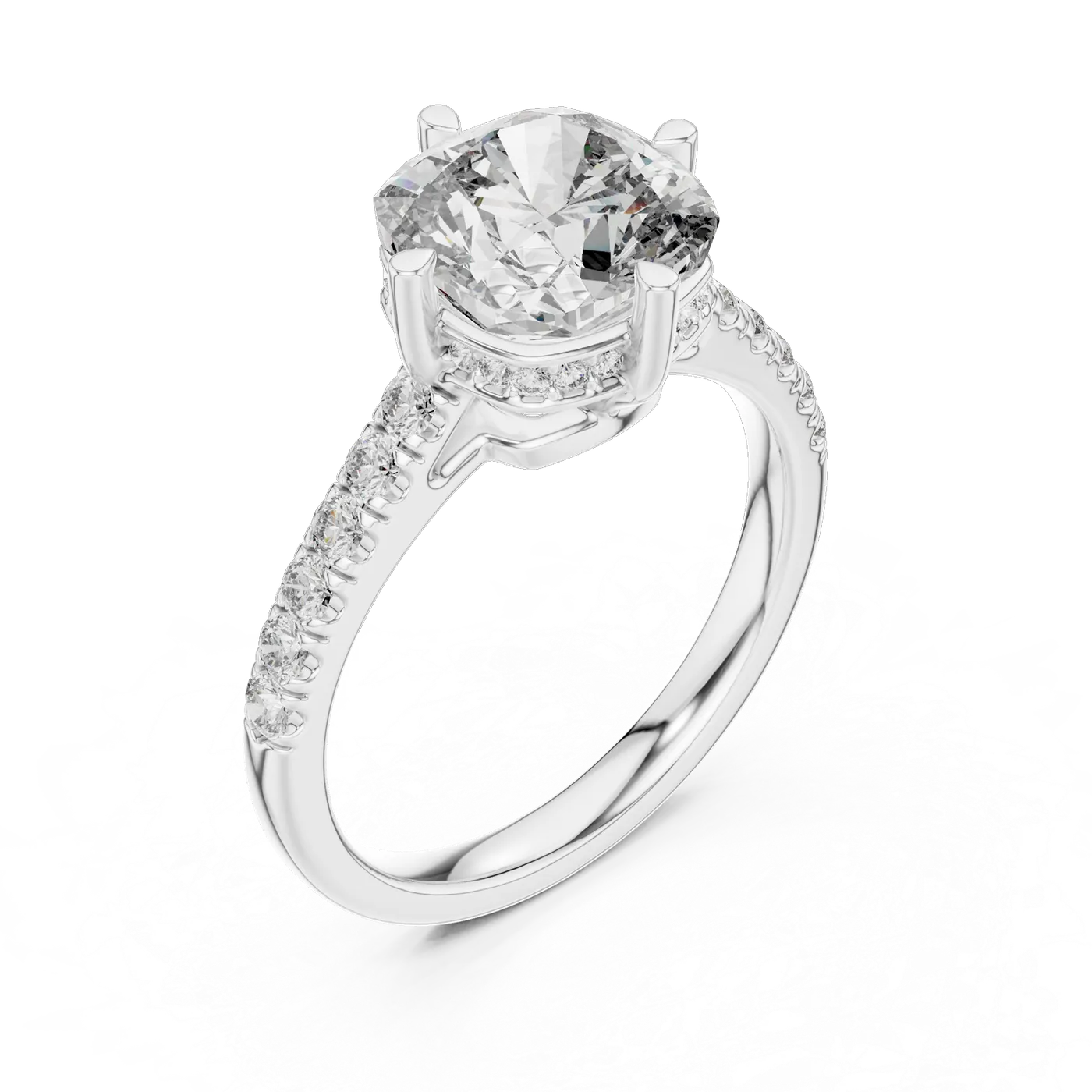 Bague de fiançailles Pivoine 4,15 ct en or blanc 18 carats, diamant coussin, vue 2