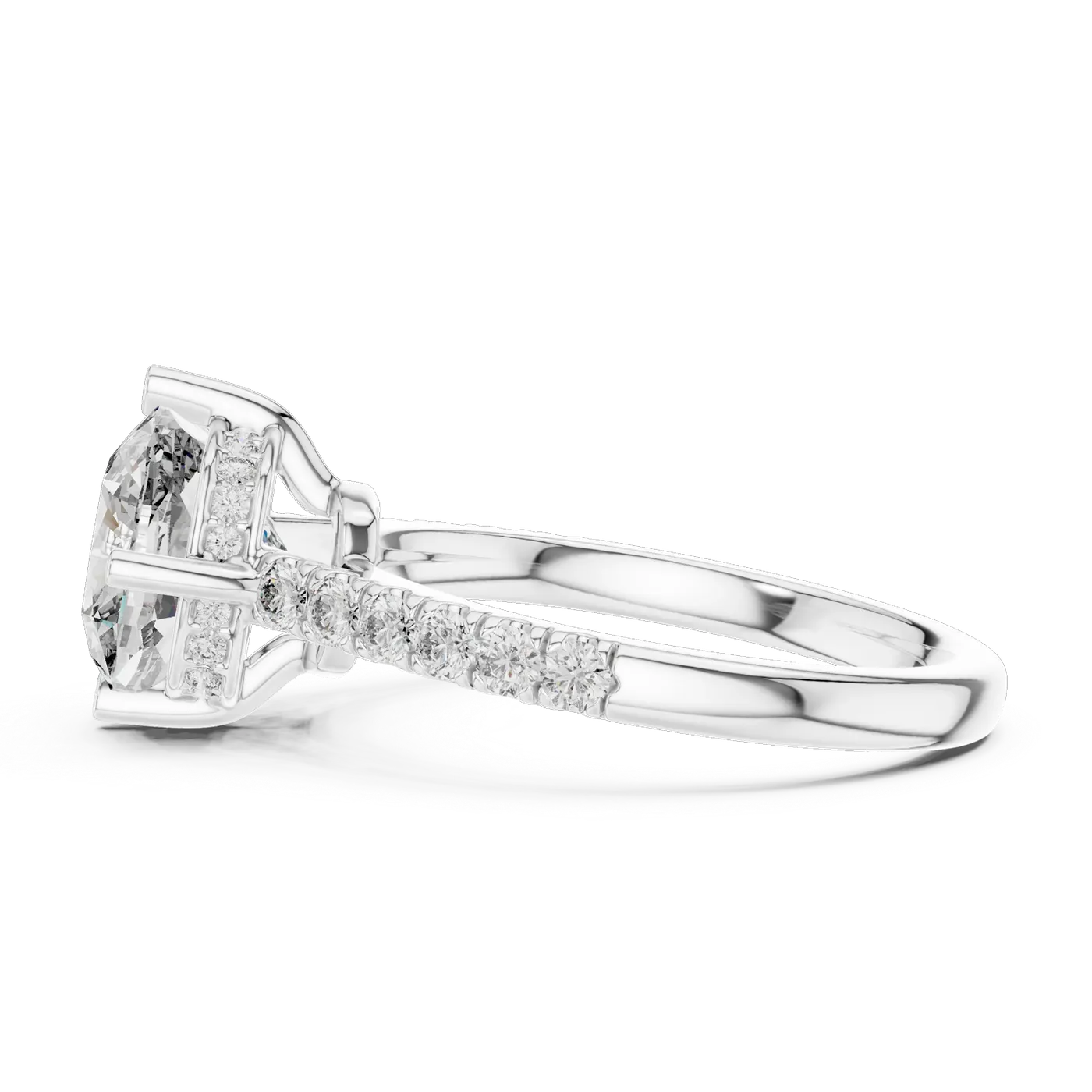 Bague de fiançailles Pivoine 4,15 ct en or blanc 18 carats, diamant coussin, vue 3