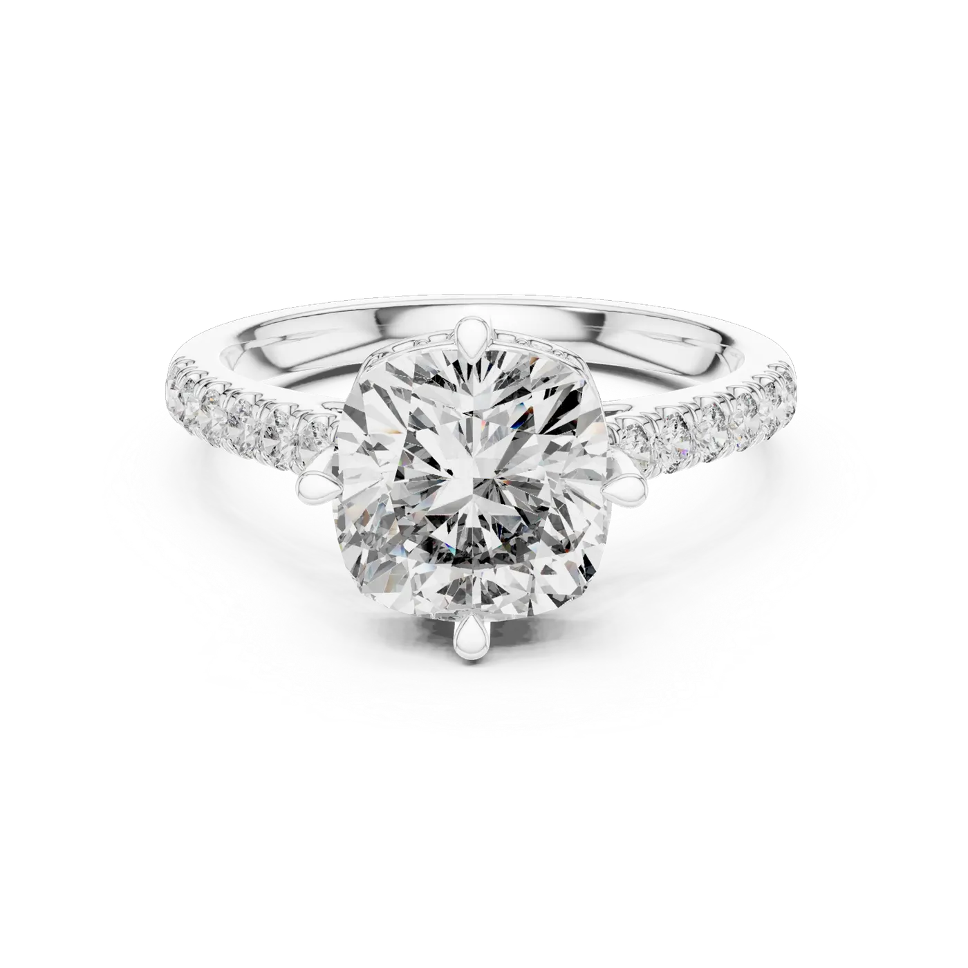 Bague de fiançailles Pivoine 4,15 ct en or blanc 18 carats, diamant coussin, vue 4
