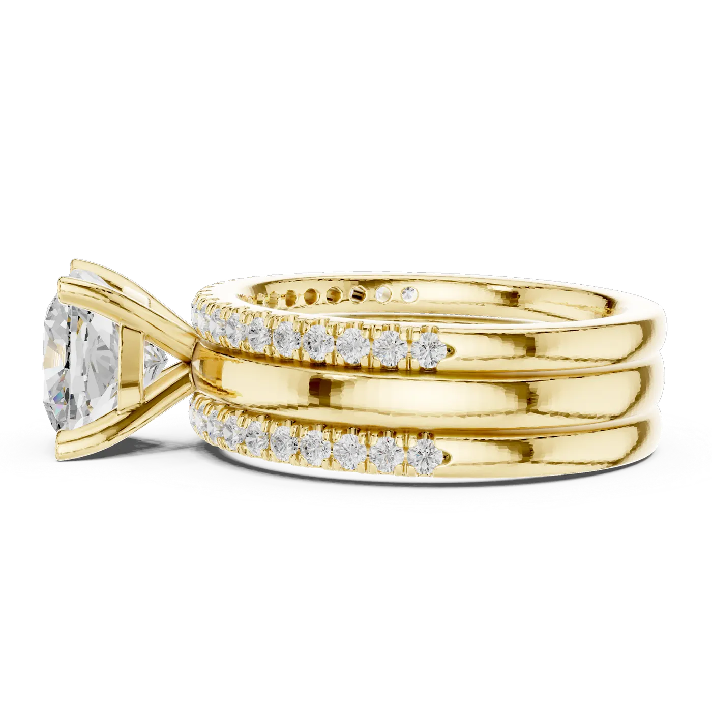 Bague de fiançailles Pivoine 3,45 ct en or jaune 18 carats, diamant coussin, vue 3