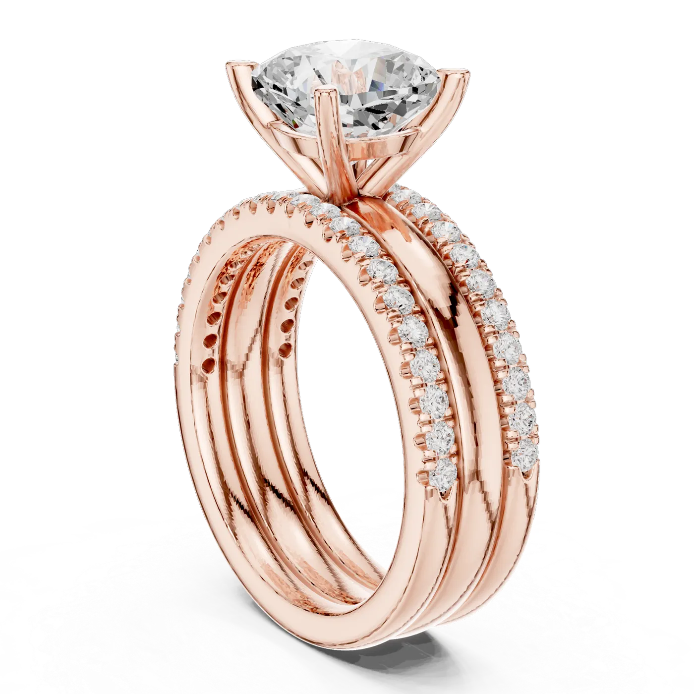 Bague de fiançailles Pivoine 3,45 ct en or rose 18 carats, diamant coussin, vue 1