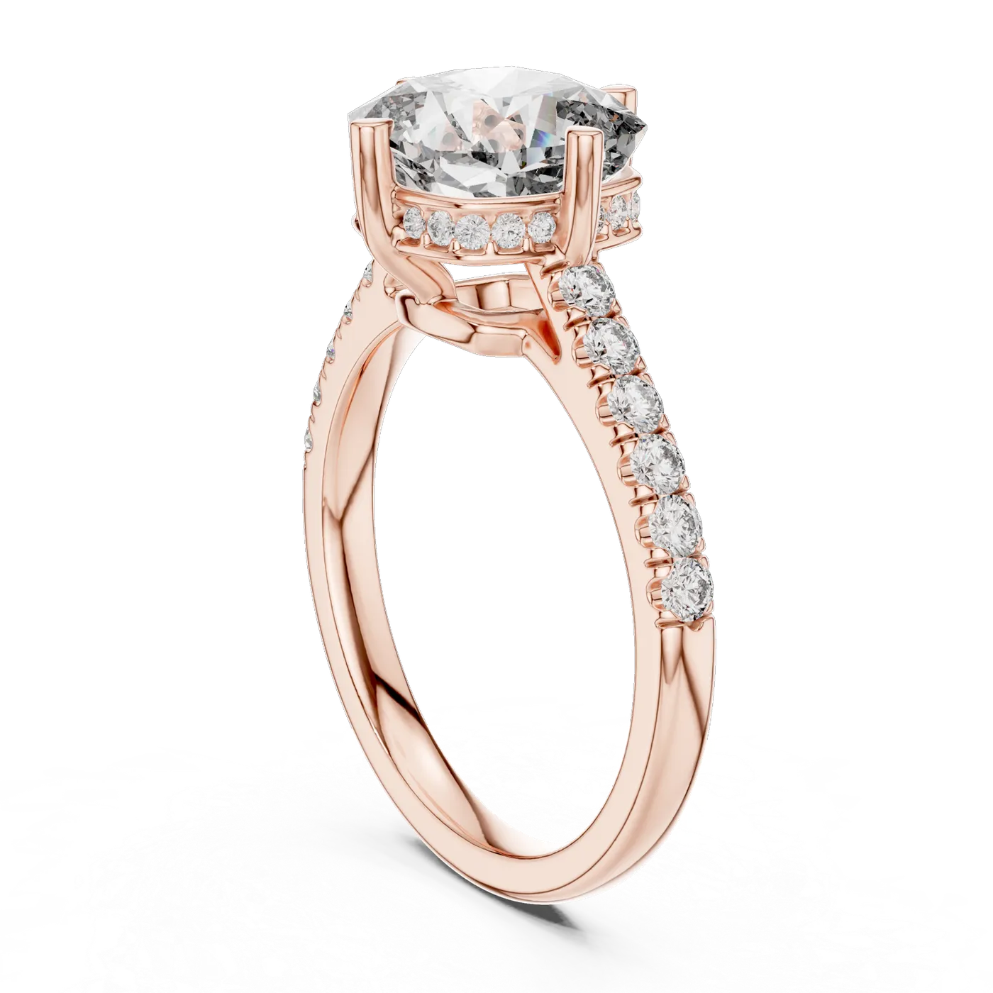 Bague de fiançailles Pivoine 4,15 ct en or rose 18 carats, diamant coussin, vue 1