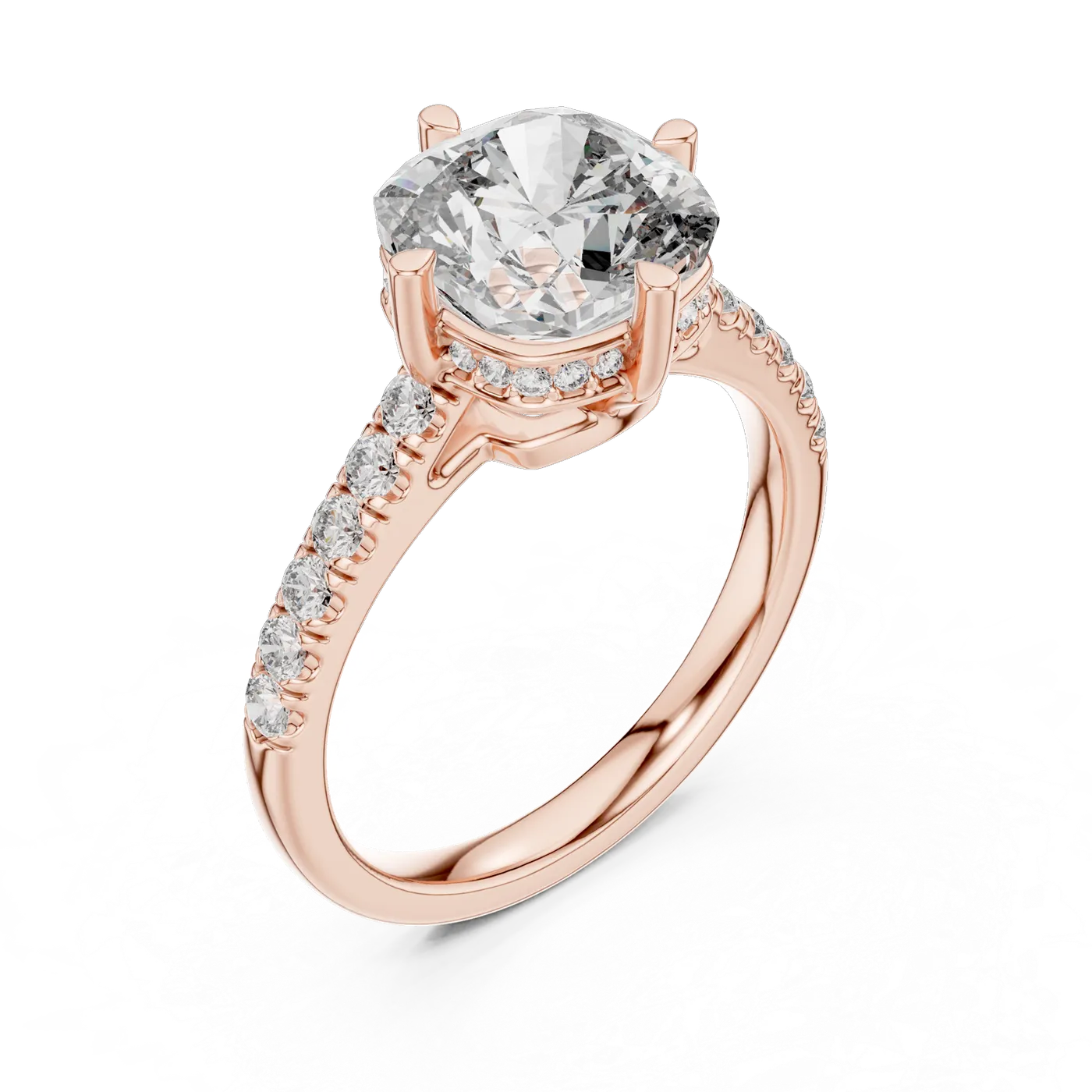 Bague de fiançailles Pivoine 4,15 ct en or rose 18 carats, diamant coussin, vue 2