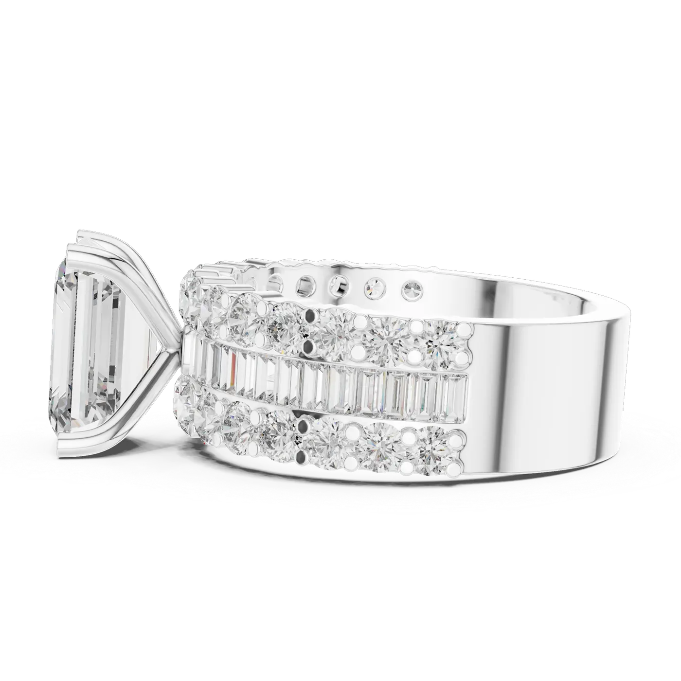 Bague de fiançailles Iris 1,51 ct n°2 en or blanc 18 carats, diamant taille émeraude, vue 2