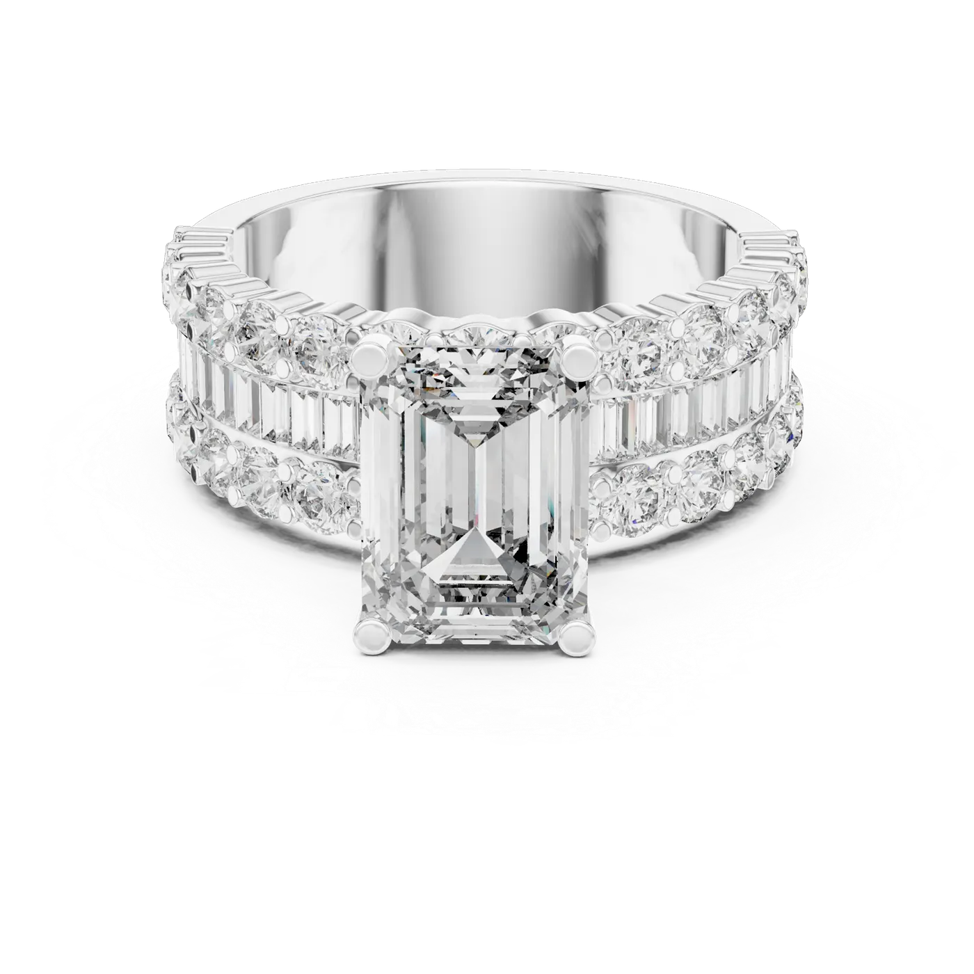 Bague de fiançailles Iris 1,51 ct n°2 en or blanc 18 carats, diamant taille émeraude, vue 4
