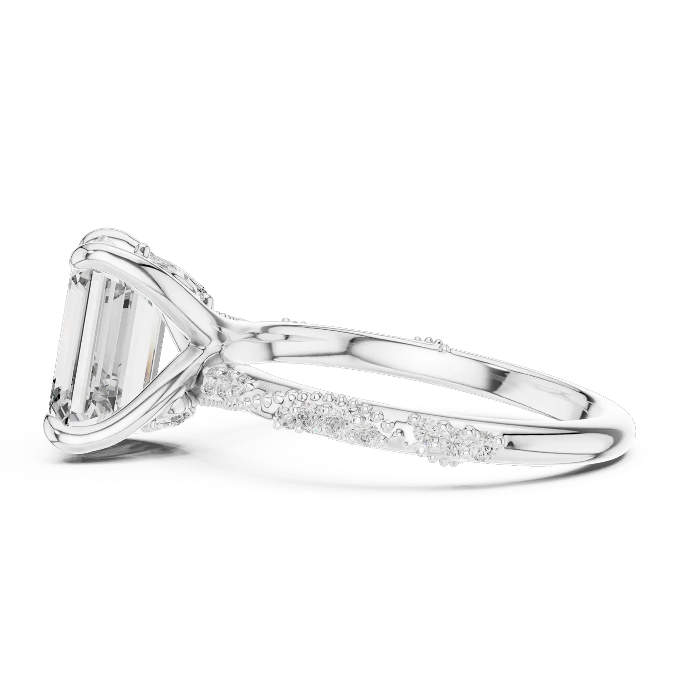 Bague de fiançailles Iris 1,75 ct en or blanc 18 carats, diamant taille émeraude, vue 3