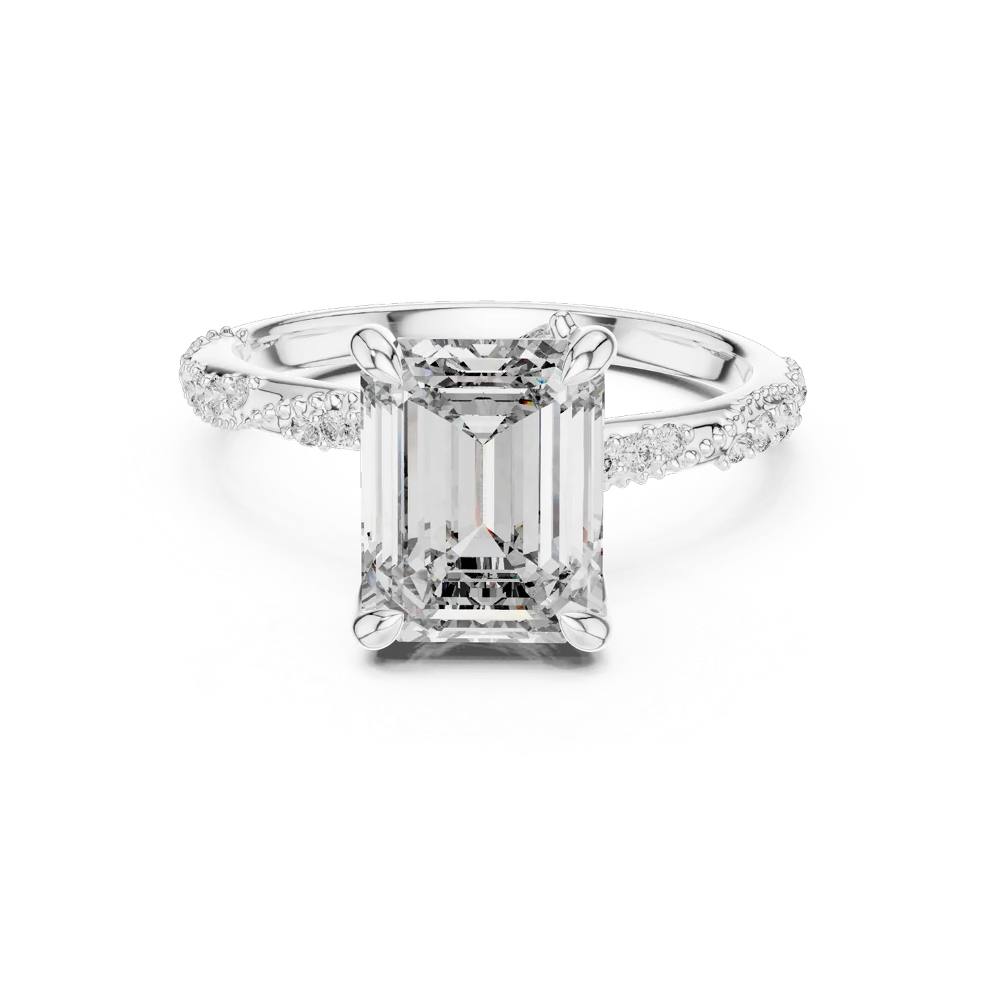 Bague de fiançailles Iris 1,75 ct en or blanc 18 carats, diamant taille émeraude, vue 4