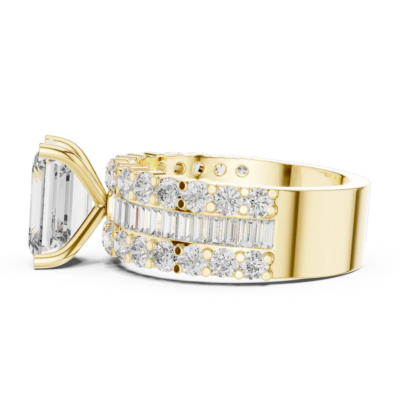 Bague de fiançailles Iris 1,51 ct n°2 en or jaune 18 carats, diamant taille émeraude, vue 2