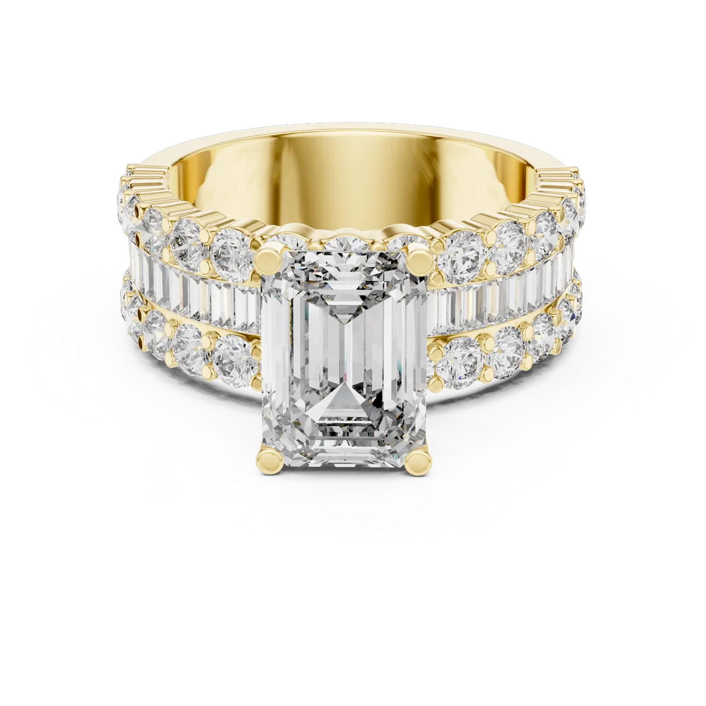 Bague de fiançailles Iris 1,51 ct n°2 en or jaune 18 carats, diamant taille émeraude, vue 3