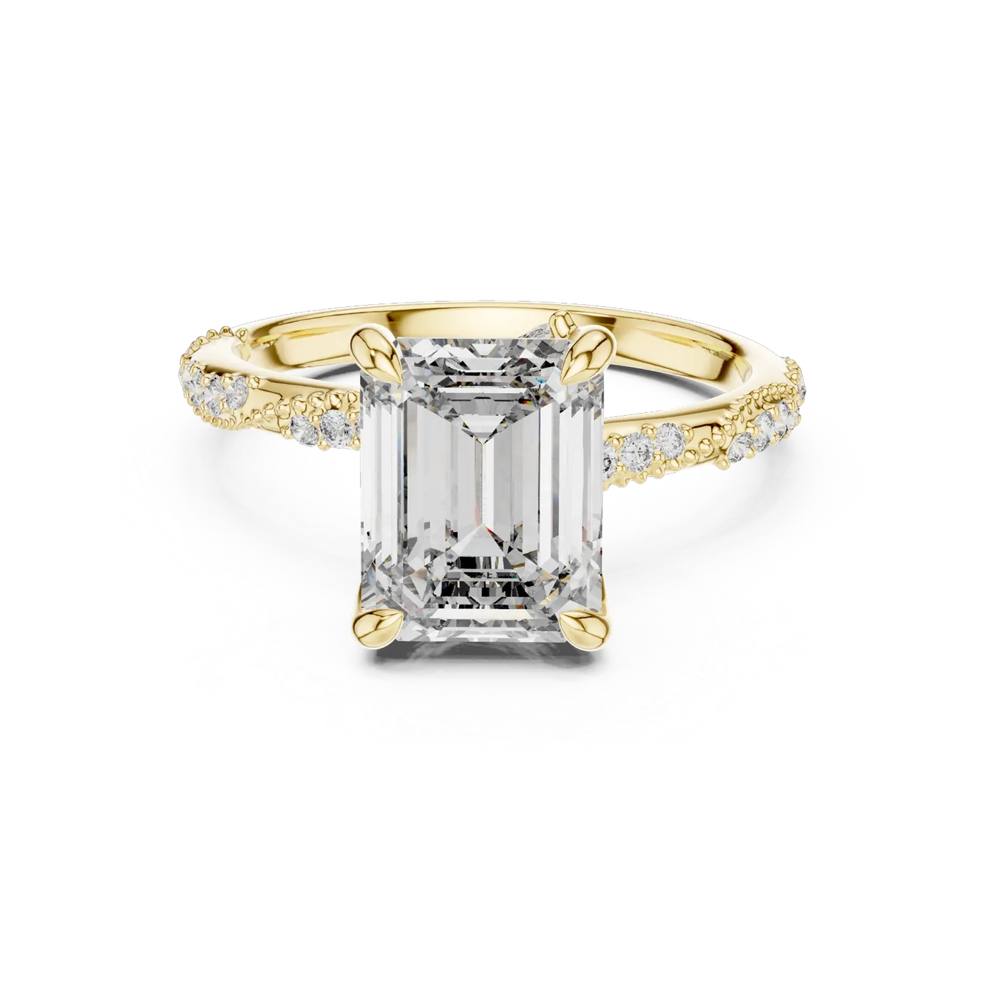 Bague de fiançailles Iris 1,75 ct en or jaune 18 carats, diamant taille émeraude, vue 4