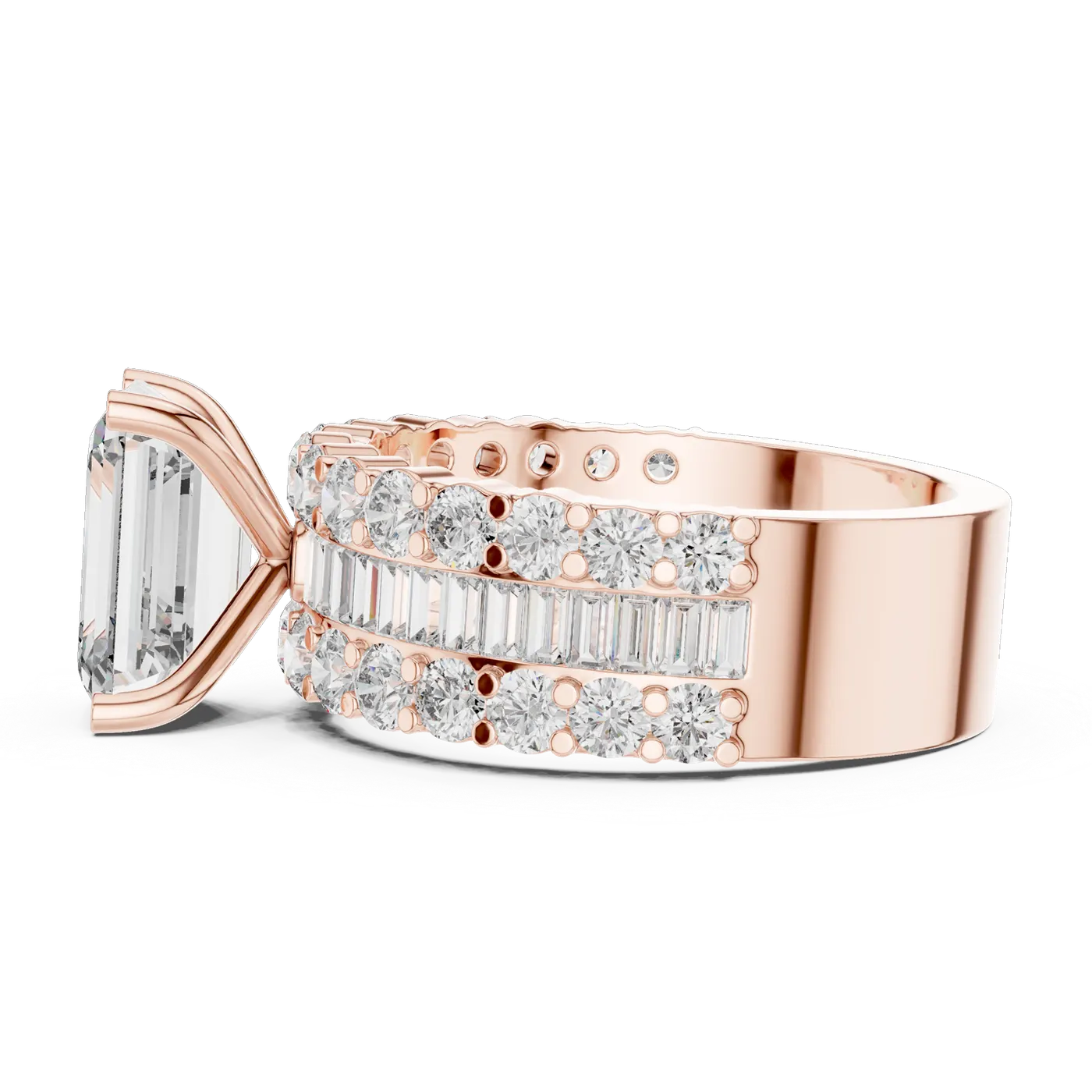 Bague de fiançailles Iris 1,51 ct n°2 en or rose 18 carats, diamant taille émeraude, vue 2