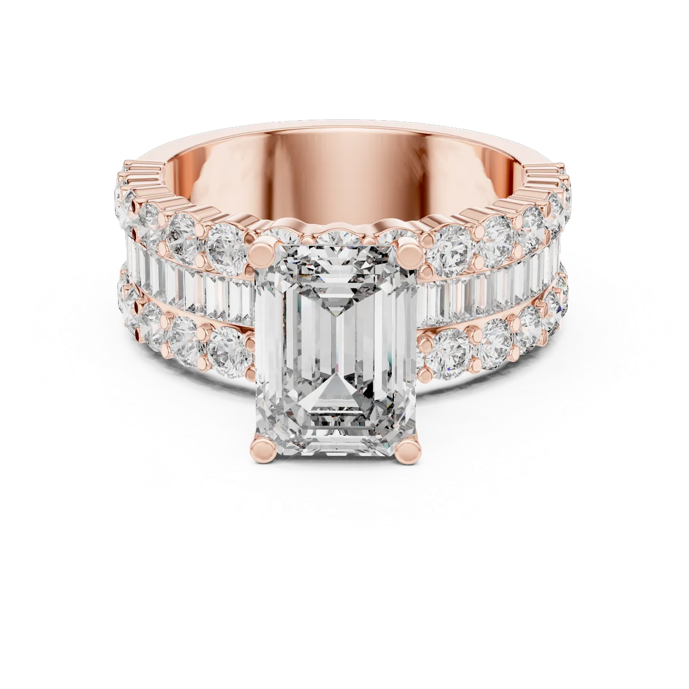 Bague de fiançailles Iris 1,51 ct n°2 en or rose 18 carats, diamant taille émeraude, vue 4