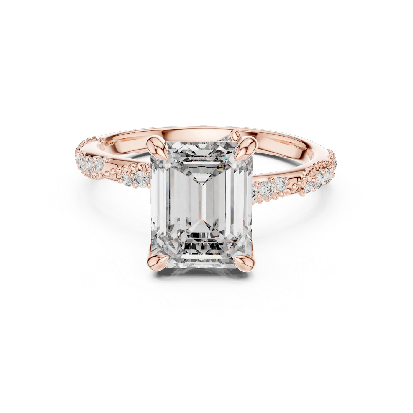 Bague de fiançailles Iris 1,75 ct en or rose 18 carats, diamant taille émeraude, vue 4