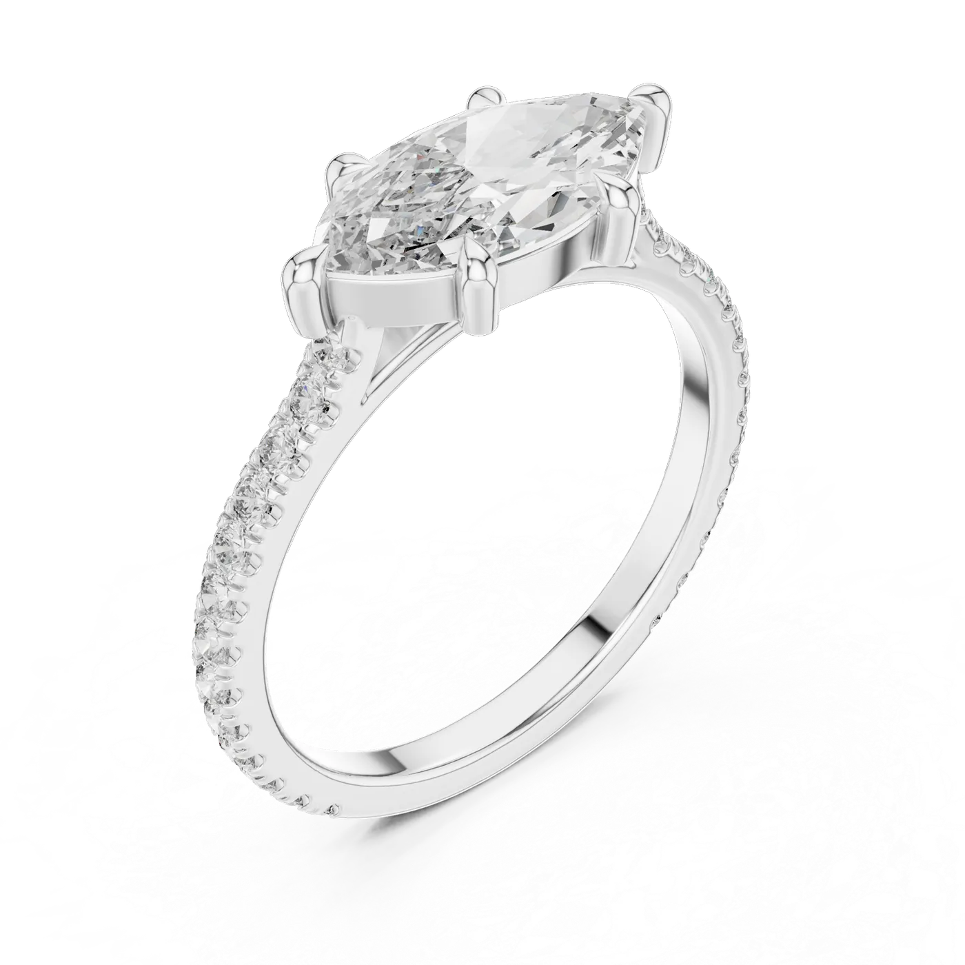 Bague de fiançailles Lys 1,56 ct en or blanc 18 carats, diamant marquise, vue 2
