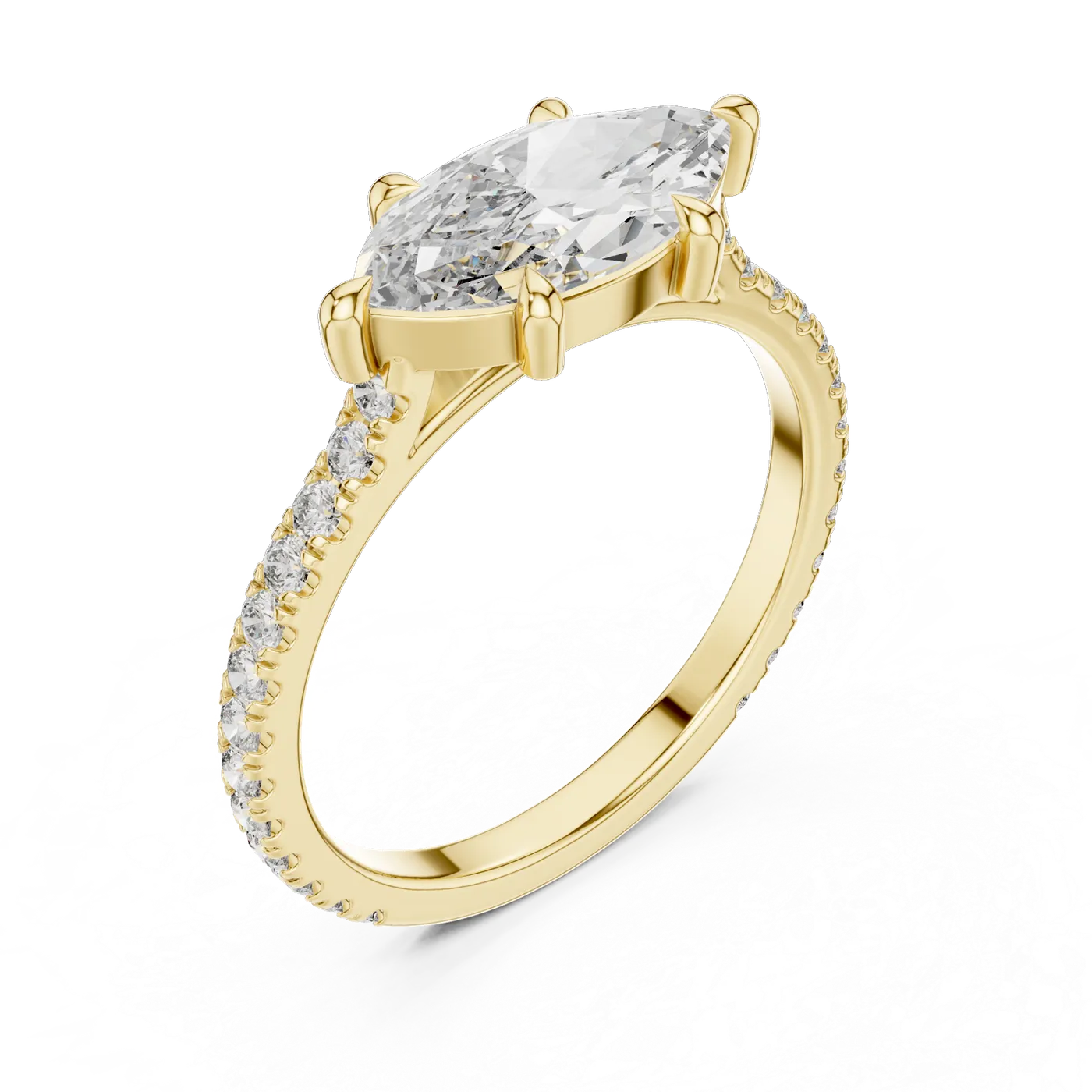 Bague de fiançailles Lys 1,56 ct en or jaune 18 carats, diamant marquise, vue 2