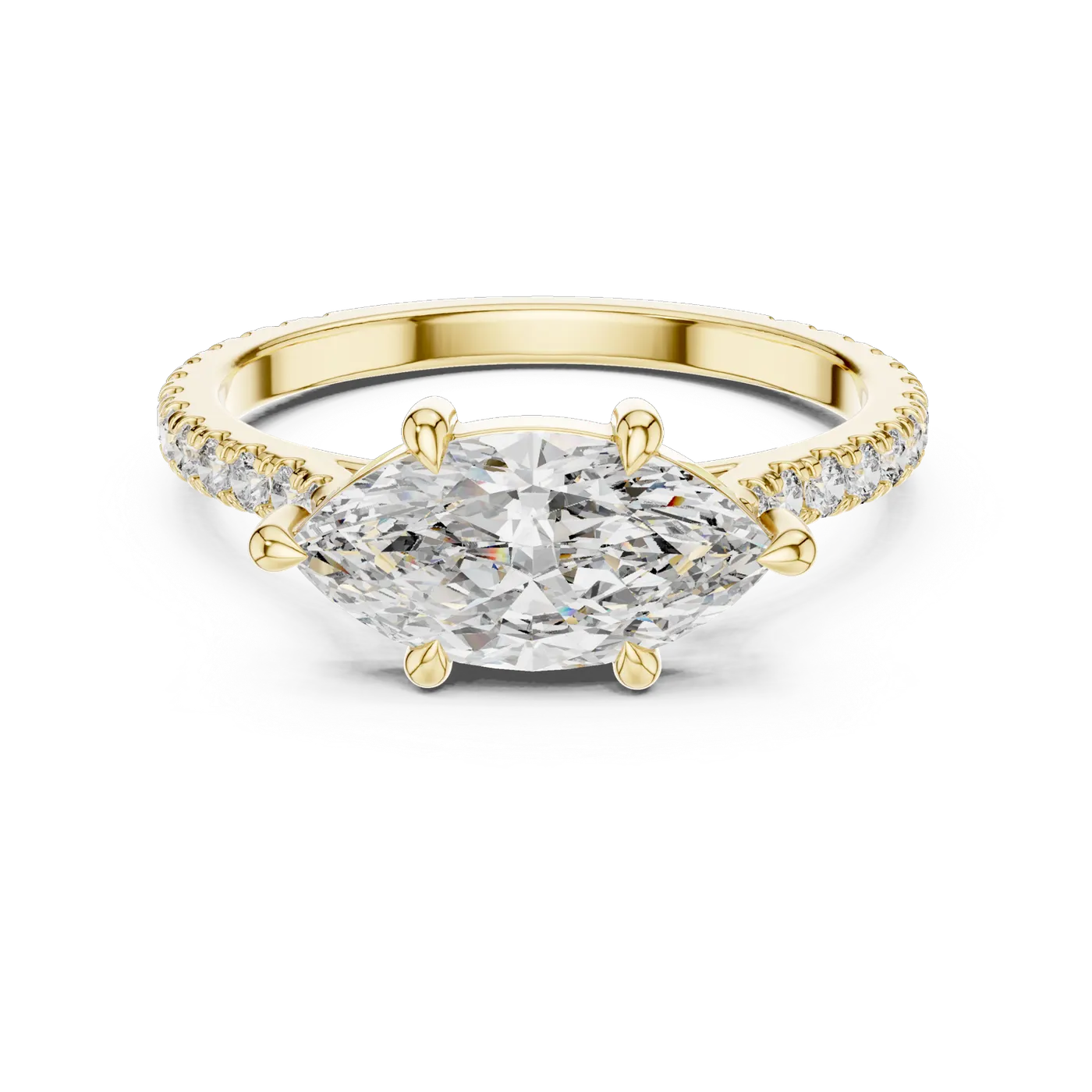 Bague de fiançailles Lys 1,56 ct en or jaune 18 carats, diamant marquise, vue 4