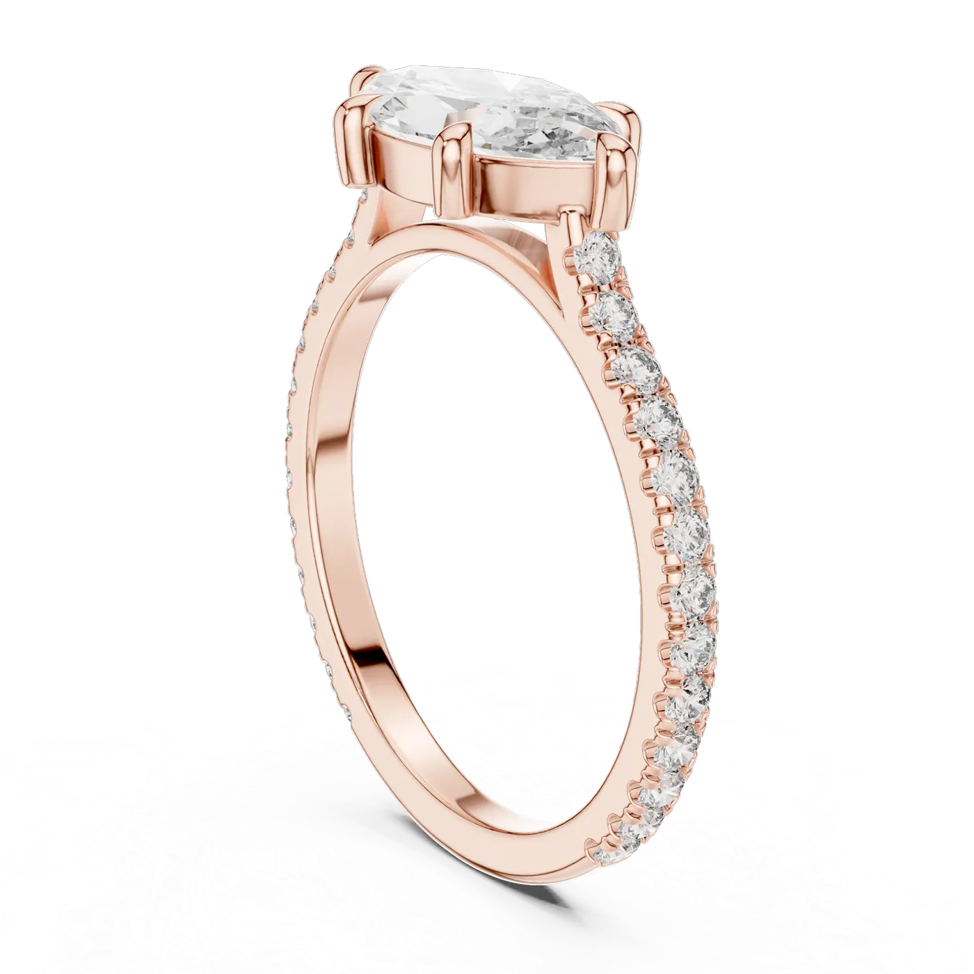 Bague de fiançailles Lys 1,56 ct en or rose 18 carats, diamant marquise, vue 1