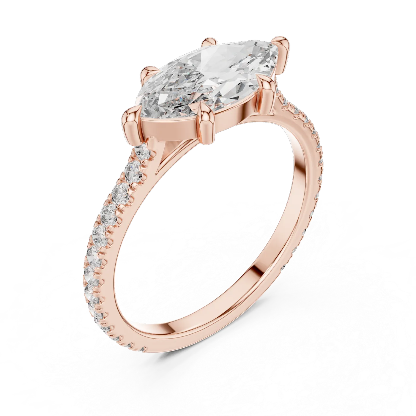 Bague de fiançailles Lys 1,56 ct en or rose 18 carats, diamant marquise, vue 2