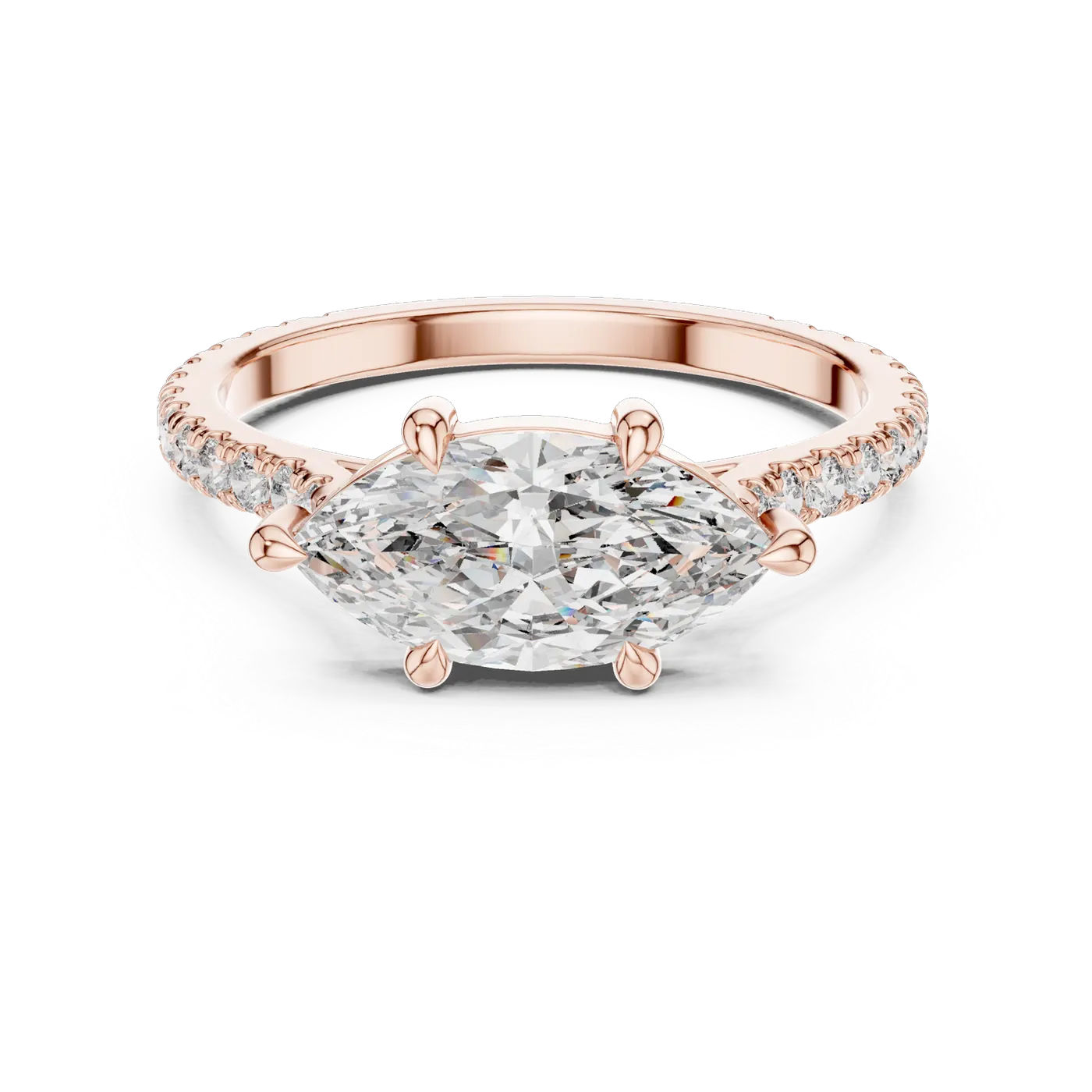 Bague de fiançailles Lys 1,56 ct en or rose 18 carats, diamant marquise, vue 4