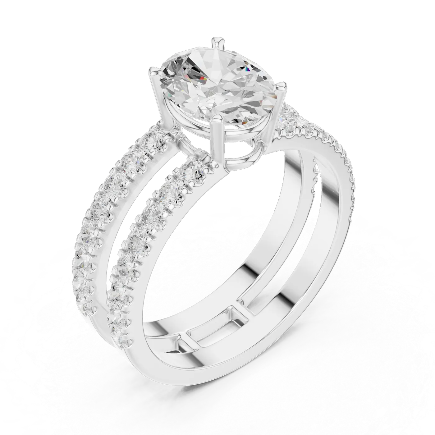 Bague de fiançailles Magnolia 1,15 ct en or blanc 18 carats, diamant ovale, vue 2