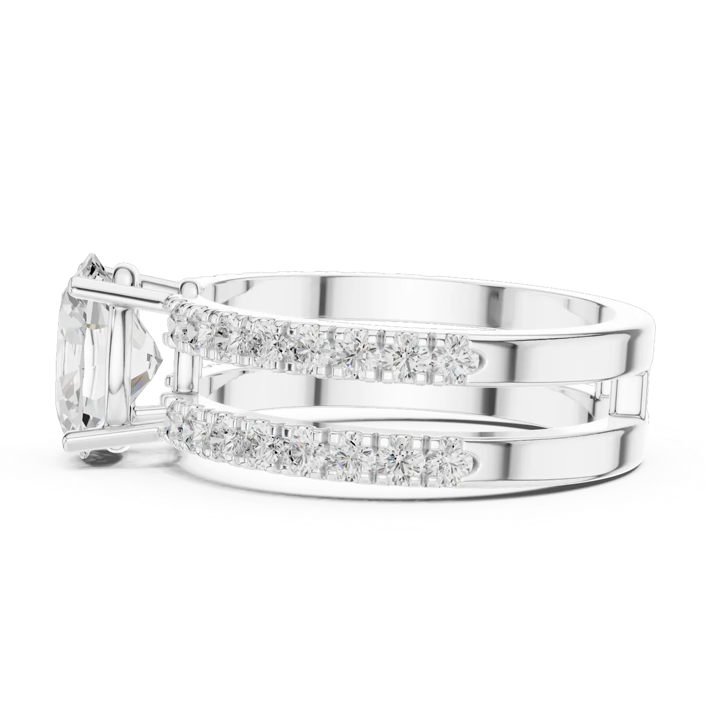 Bague de fiançailles Magnolia 1,15 ct en or blanc 18 carats, diamant ovale, vue 3
