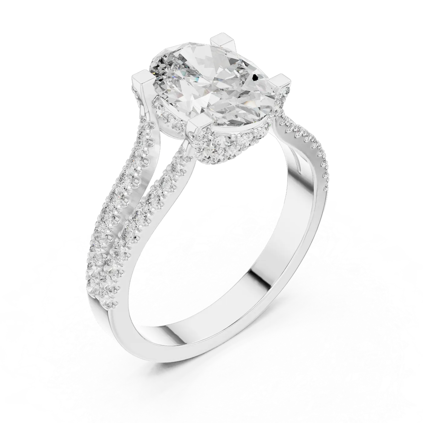 Bague de fiançailles Magnolia 1,51 ct en or blanc 18 carats, diamant ovale, vue 2