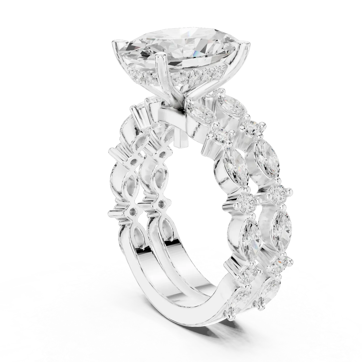 Bague de fiançailles Magnolia 3,05 ct en or blanc 18 carats, diamant ovale, vue 1