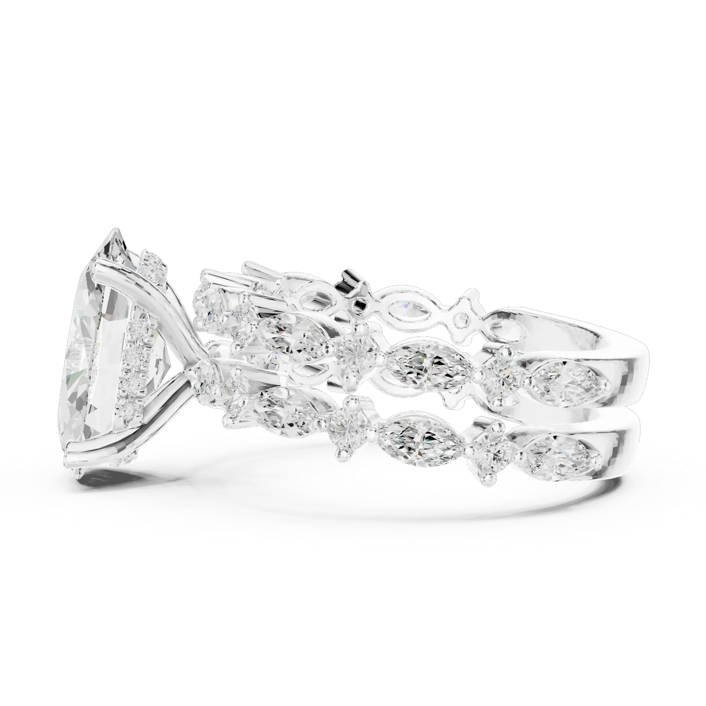 Bague de fiançailles Magnolia 3,05 ct en or blanc 18 carats, diamant ovale, vue 3