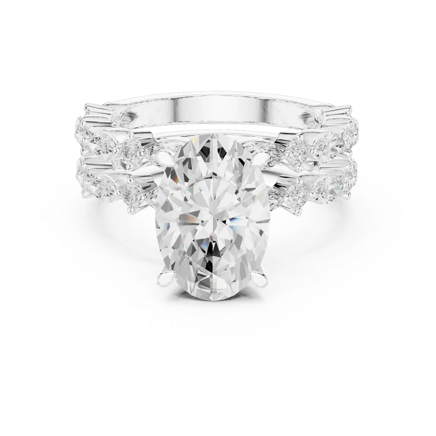 Bague de fiançailles Magnolia 3,05 ct en or blanc 18 carats, diamant ovale, vue 4