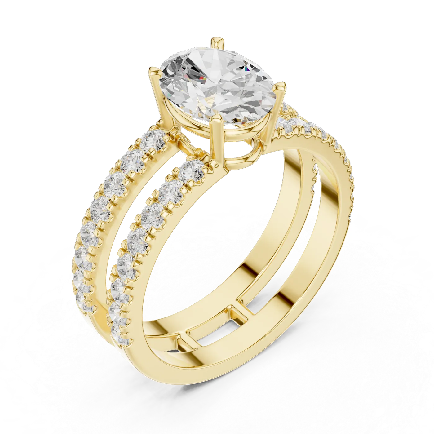 Bague de fiançailles Magnolia 1,15 ct en or jaune 18 carats, diamant ovale, vue 2