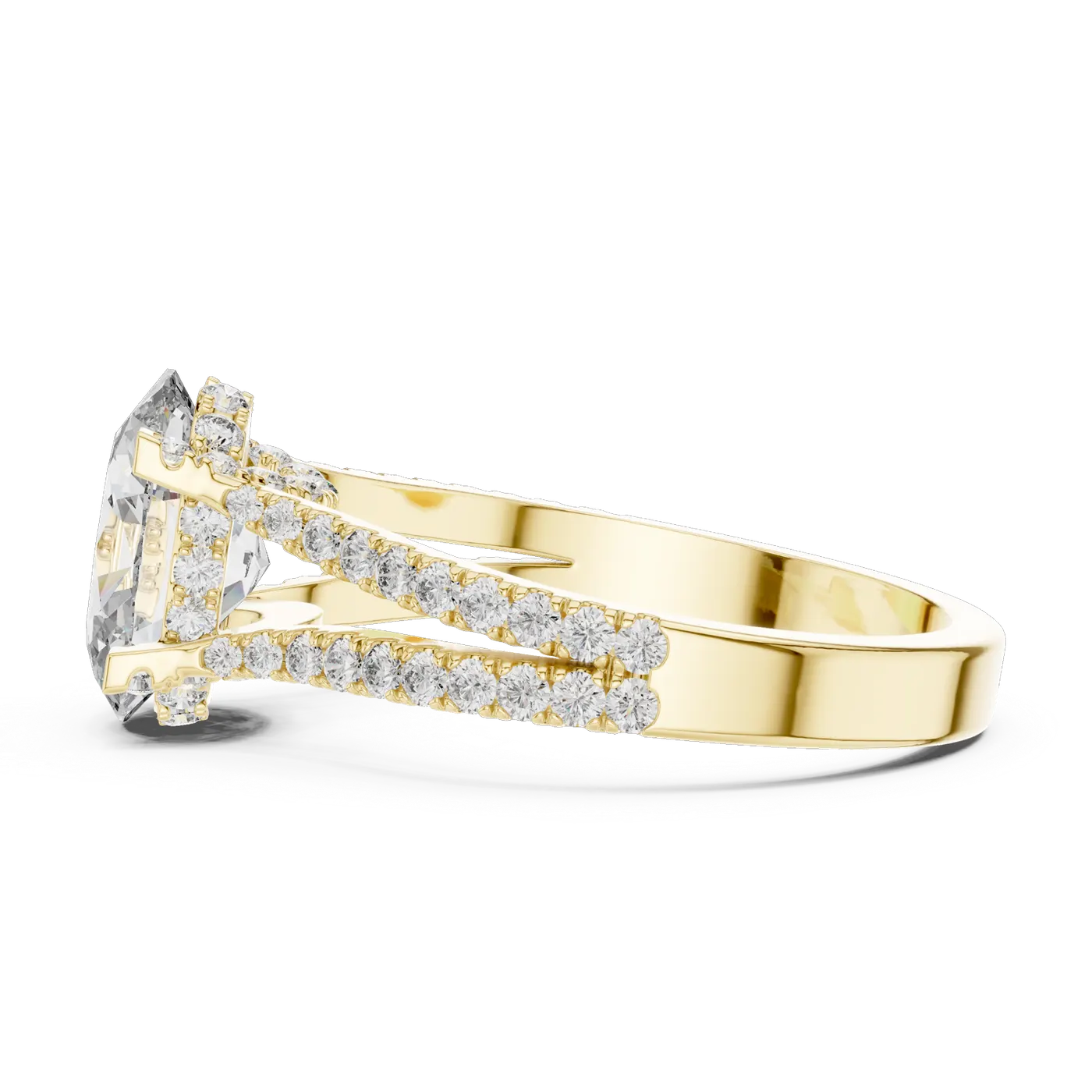 Bague de fiançailles Magnolia 1,51 ct en or jaune 18 carats, diamant ovale, vue 3