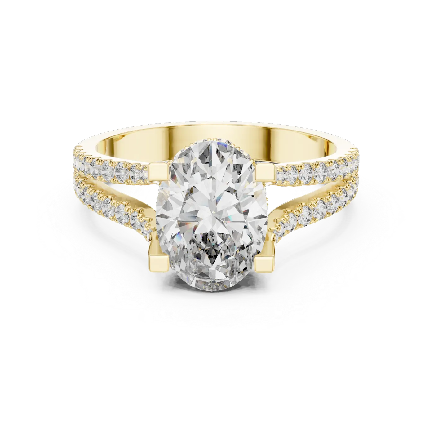 Bague de fiançailles Magnolia 1,51 ct en or jaune 18 carats, diamant ovale, vue 4