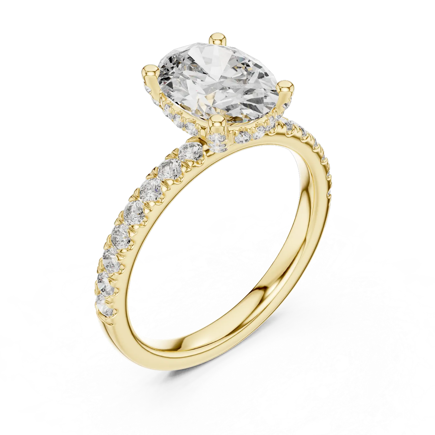 Bague de fiançailles Magnolia 1,76 ct n°2 en or jaune 18 carats, diamant ovale, vue 2
