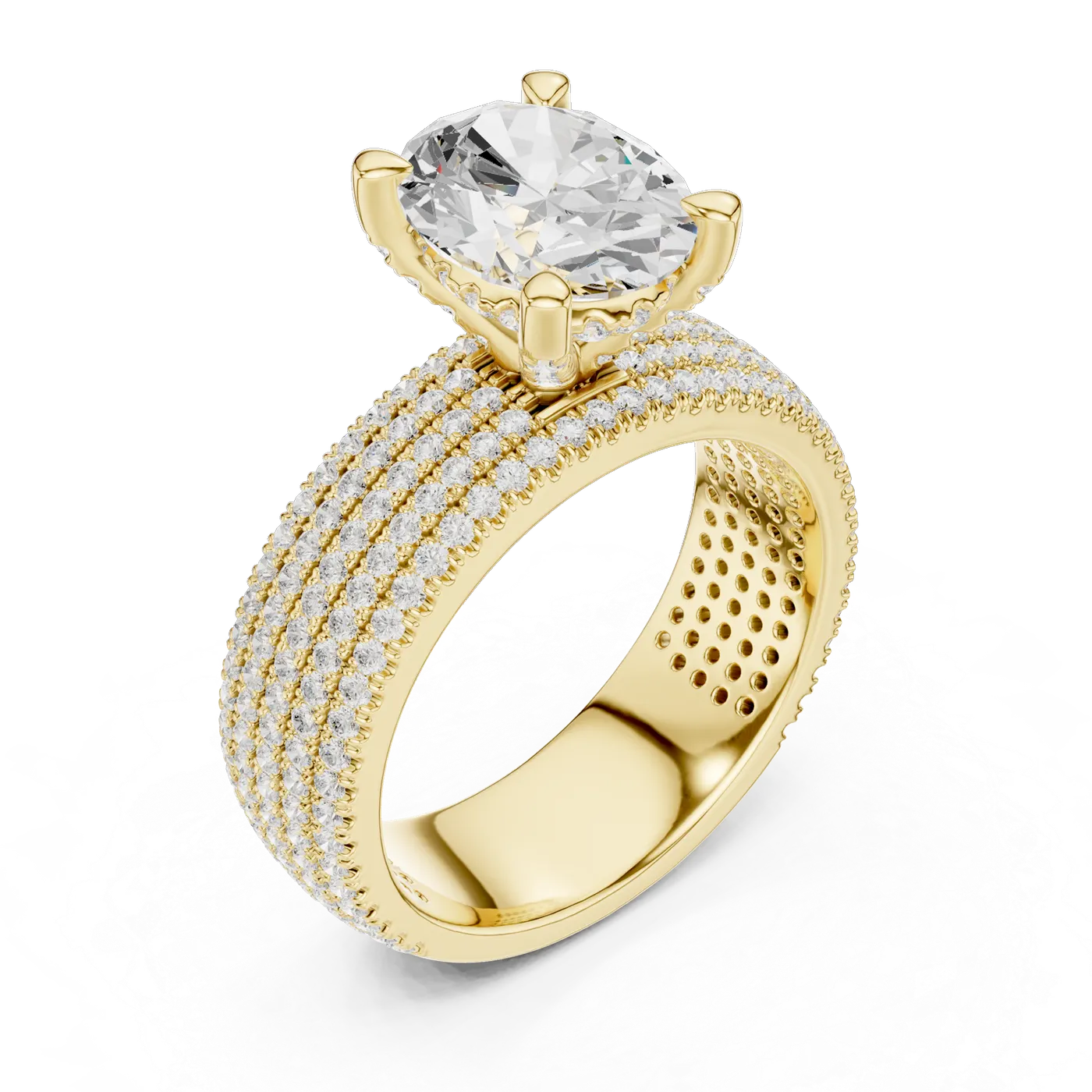 Bague de fiançailles Magnolia 2,12 ct en or jaune 18 carats, diamant ovale, vue 2