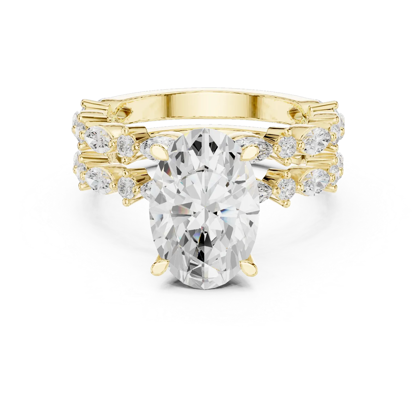 Bague de fiançailles Magnolia 3,05 ct en or jaune 18 carats, diamant ovale, vue 4
