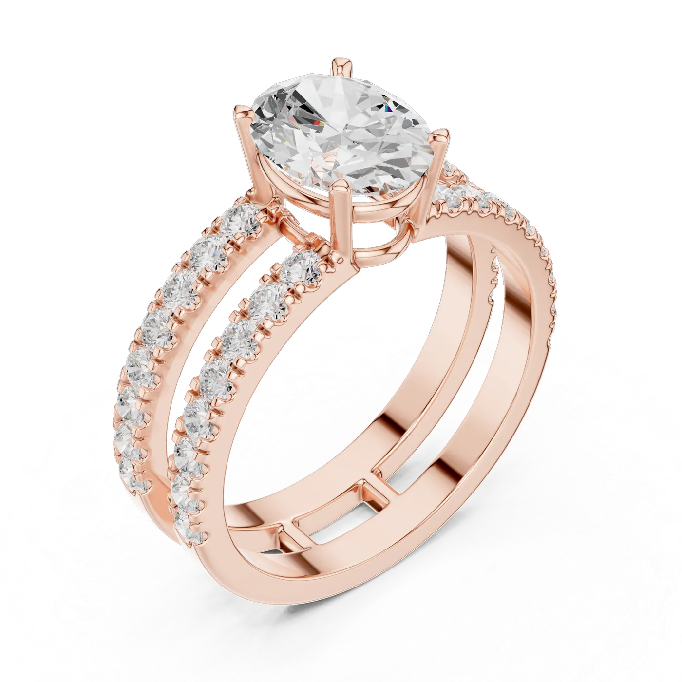 Bague de fiançailles Magnolia 1,15 ct en or rose 18 carats, diamant ovale, vue 2