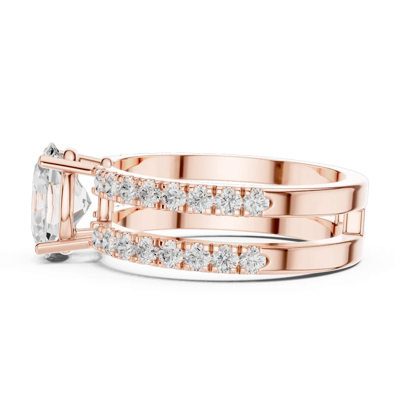Bague de fiançailles Magnolia 1,15 ct en or rose 18 carats, diamant ovale, vue 3