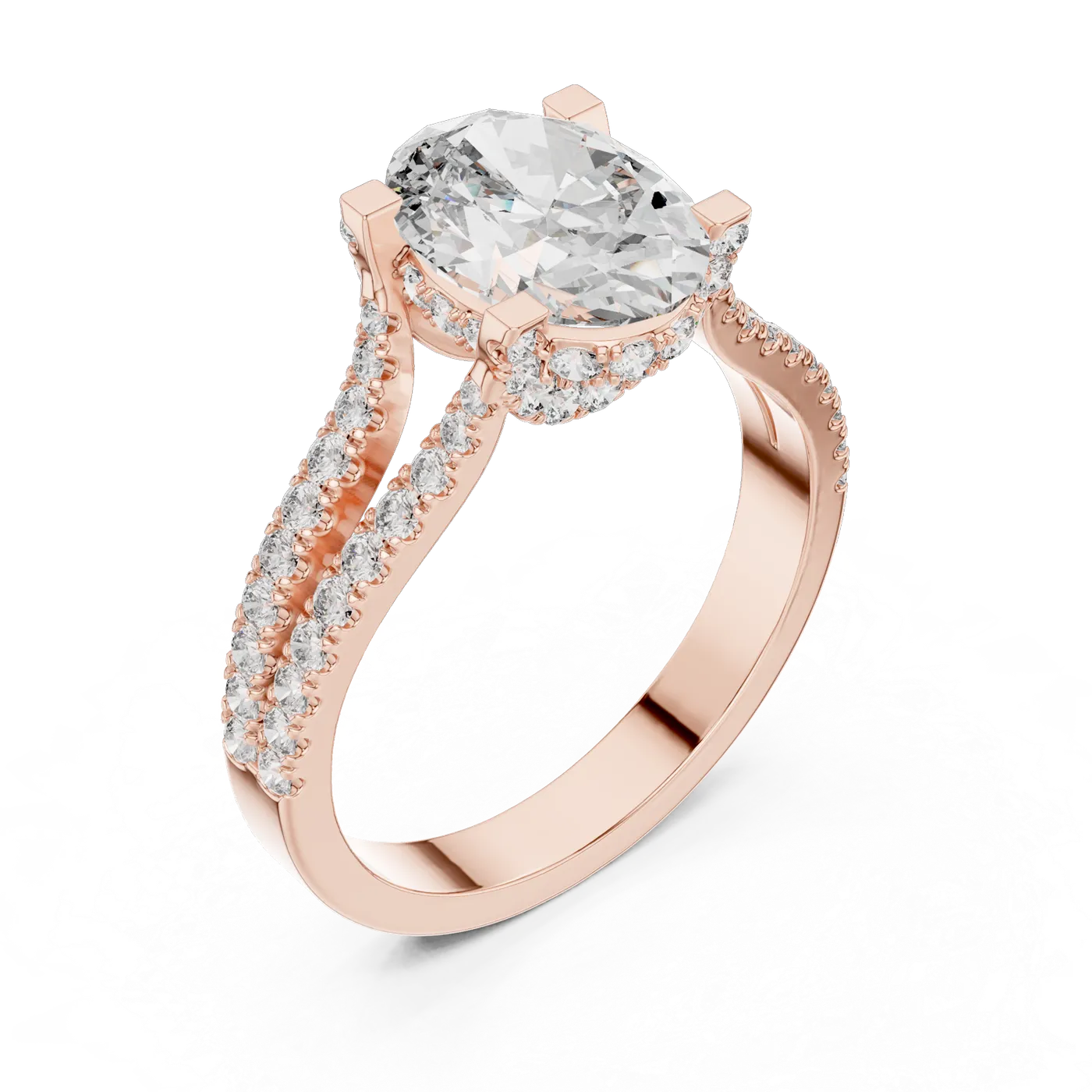 Bague de fiançailles Magnolia 1,51 ct en or rose 18 carats, diamant ovale, vue 2