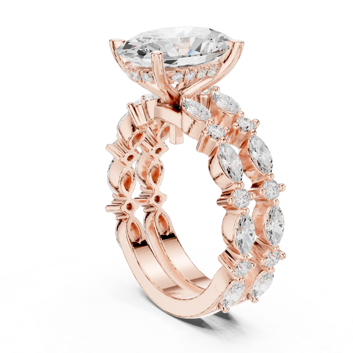 Bague de fiançailles Magnolia 3,05 ct en or rose 18 carats, diamant ovale, vue 1